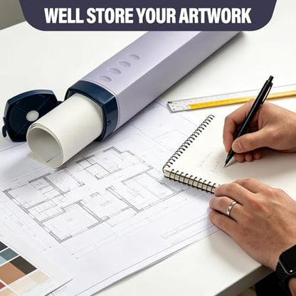DEWEL Adjustable Poster Tube 24.5"-42", Waterproof Plastic Document Storage Tube Telescoping Carrying Case, Light Resistant Drawing Tube Painting Picture Tube Holder (Purple-Large Size) - color: Purple (Polygon), size: Large