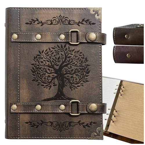 DUROTAN Tree of Life Notebook DND Journals -A5 Binder 400 pages | For Dungeons & Dragons Men Women Diary D&D Travel Vintage Bound Writing Gift(5-Khaki-Tree of Life) - color: 5-Khaki-Tree of Life