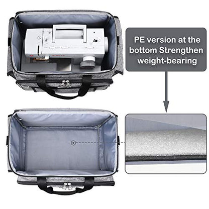 CAB55 Sewing Machine Case - Carrying Bag with Removable Padding, Tote for Machine and Accessories - color: Gray