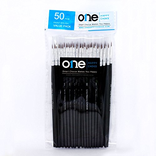 50 Pcs Pack of Synthetic Fine Detail Paint Brushes Set for Miniature, Scale Model, Art Painting in Acrylic, Oil, Watercolor - Pointed Round (Size #00 (Small)) - size: Size #00 (Small)