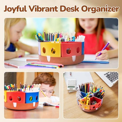 GAMENOTE Rotating Art Supplies Organizer - Lazy Susan Office School Supply for Kids Desk Organization and Storage Homeschool Craft Caddy Classroom Organization (Large) - size: Large, 11"d x 5"h