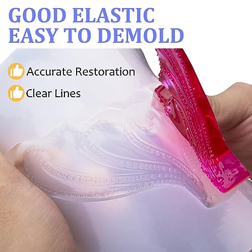 Silicone Mold Making Kit - 100oz Translucent Liquid Silicone Rubber with 3 Color Pigments, 1:1 Mixing for Mold Making, Fast Curing Molding Casting Kit for Resin, Candle Molds, Soap Molds, DIY, Plaster - color: Translucent, 100oz