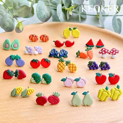 Keoker 20 Shapes Polymer Clay Cutters, Clay Earrings Cutters, Strawberry Clay Cutters for Earrings Jewelry Making - color: All