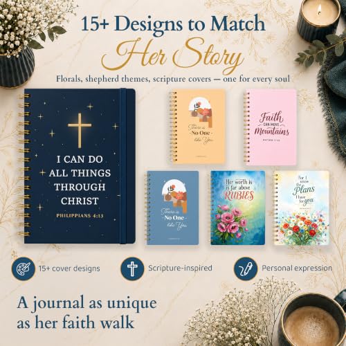 Hardcover Blank Christian Notebook – 140 Pages - Philippians 4:13 | Lined Pages with Bible Verse Cover – Inspirational Writing Spiral Notebook for Bible Study, "I Can Do All Things" - color: I Can Do