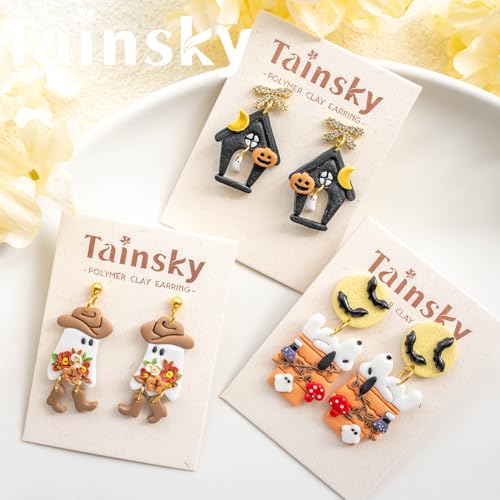 Tainsky Halloween Micro Polymer Clay Cutters for Earrings Making, 8 Shapes Mini Polymer Clay Cutters for Earrings (Holiday-B) - color: Micro-B