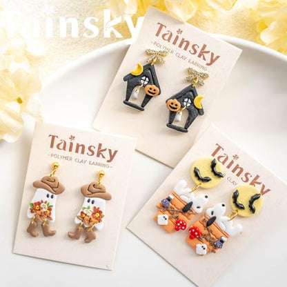 Tainsky Halloween Micro Polymer Clay Cutters for Earrings Making, 8 Shapes Mini Polymer Clay Cutters for Earrings (Holiday-B) - color: Micro-B