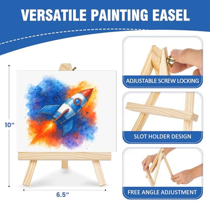 Falling in Art 12 Pack Mini Wooden Display Easels, 10 Inch Tripod Painting Easel Stand, Portable Art Canvas Holder for Photos, Prints and Signs