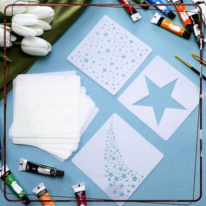 Junkin 20 Pcs Stencil for Painting Stencil Reusable DIY Drawing Template Motivational Art for Crafts Home Decor on Wood, Canvas, Paper, Fabric, Walls, Furniture(Star) - style: Star