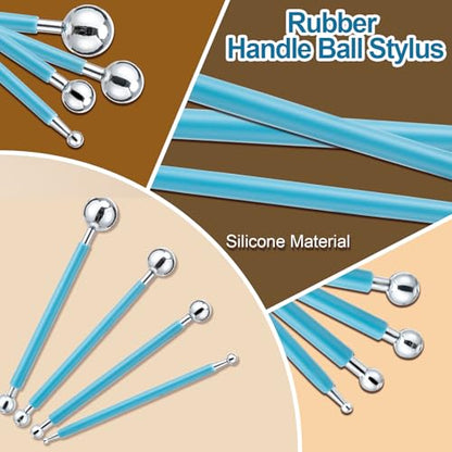 Amrules 10pcs Dotting Styluses Tools, Double Side Stainless Steel Ball Head Dot Art Kit for Clay Modeling, Rock Painting, Pottery Embossing, Nail Art, Drawing, Practical Sculpting Tool for Adults - color: Lightyellow-Dotting-10Pcs