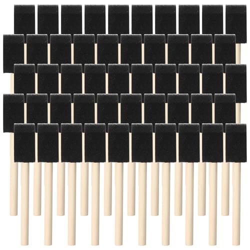 Bulk Foam Paint Brushes, 50 Pcs Disposable, 1-inch Sponge Brushes for Painting, Staining, Varnishes & DIY Craft Projects - By TX liteart - size: 1 inch