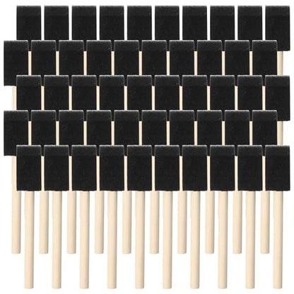 Bulk Foam Paint Brushes, 50 Pcs Disposable, 1-inch Sponge Brushes for Painting, Staining, Varnishes & DIY Craft Projects - By TX liteart - size: 1 inch