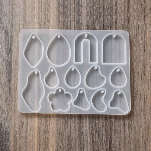 1PC Assorted Irregualr Pendant Silicone Molds Bohemian Style Resin Epoxy Casting Molds for Earring Necklace Keychain Charms Pendants Jewelry Making DIY Gem Cabochon Craft Supplies White 130x100x7.5mm - color: White-27