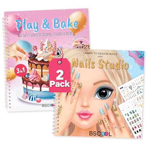 BSCOOL - Drawing, Coloring & Activity Book: Create Hairstyles| with Stickers and Guides | Fashion Coloring Books for Kids 5 and up (Multipack - Play and Bake and Nail Studio) - color: Multipack - Play and Bake and Nail Studio