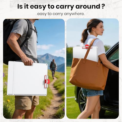 13x17 Inch Drawing Board with Handle – Aluminum Portable Sketch Board, 2-in-1 Clip, Elastic Band, Non-Slip Matte Surface, Lanyard Hole – Art Supplies for Adults & Students(White-1 Pack) - color: WHITE-1 Pack