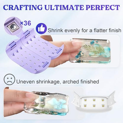Bundle Set of UV Light Purple and Cabochon Gems Resin Molds, 36 Cavities Thicker&Shiny UV Resin Molds Jewelry with 16 pcs Pendant Trays, Epoxy Molds forPendant,Earrings