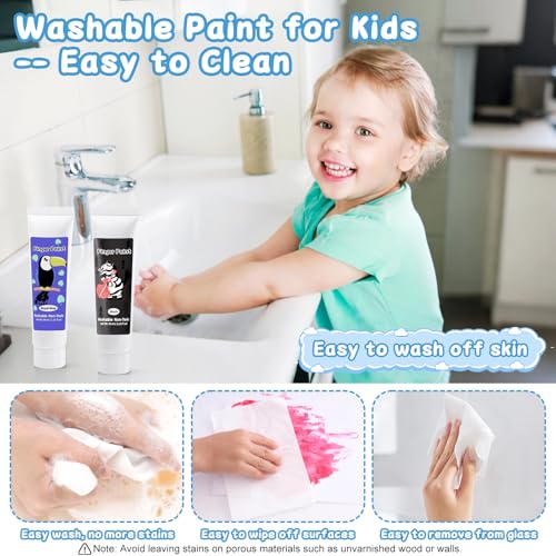 Washable Finger Paint for Toddlers 1-3, Non Toxic Kids Finger Paint Set, 12 Vibrant Colors (1.22 fl oz), Baby Safe Toddler Art Supplies, Sensory Preschool Learning Easter Gift for Boys Girls - style: 1.22 Fl Oz (Pack of 12)