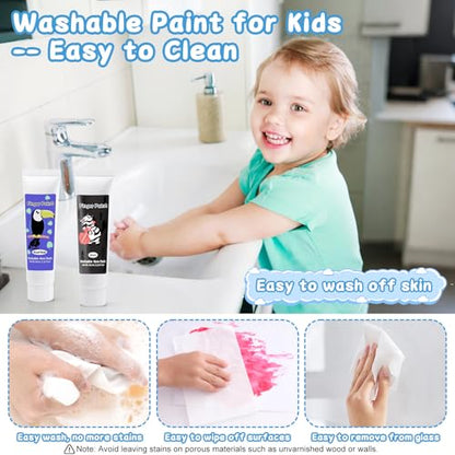 Washable Finger Paint for Toddlers 1-3, Non Toxic Kids Finger Paint Set, 12 Vibrant Colors (1.22 fl oz), Baby Safe Toddler Art Supplies, Sensory Preschool Learning Easter Gift for Boys Girls - style: 1.22 Fl Oz (Pack of 12)