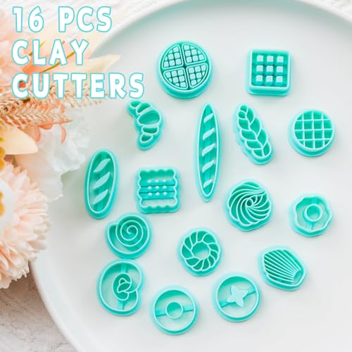 TAINSKY 16-Shape Bread Clay Cutters for Earrings & Snacks, Polymer Jewelry Design