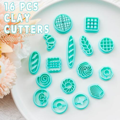 TAINSKY 16-Shape Bread Clay Cutters for Earrings & Snacks, Polymer Jewelry Design