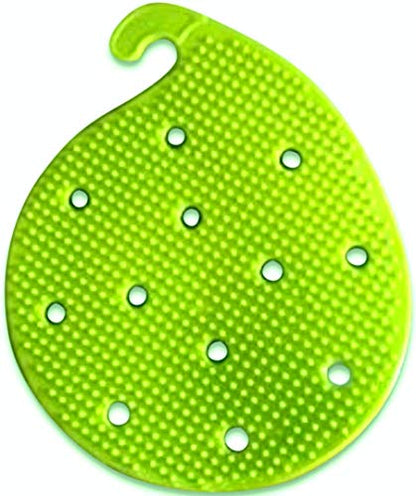 Vegetable Scrubber Brush : Double Sided Fruit and Vegetable Scrubber - Multi Use: Potato Scrubber - Carrot Brush - Trivet - Jar Opener by Cestari Kitchen - color: Green