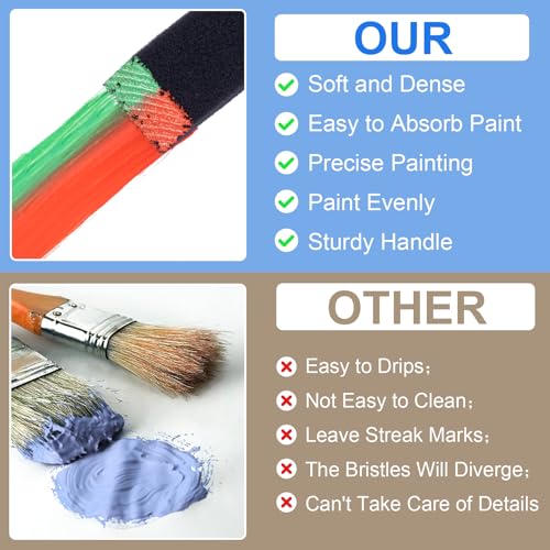 SmallCat 14 PCS Foam Paint Brushes, 1 Inch Foam Sponge Brushes for Varnishes, Reusable Sponge Brushes with Wood Handles for Painting, Staining, and DIY Crafts - Black - size: 14 PCS, 1 Inch