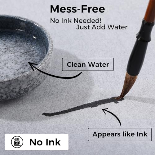 Water Drawing Mat with Chinese Calligraphy Brush Set, Reusable Water Painting Mat for Beginners, Portable Canvas Rolls for Painting and Calligraphy Practice for Mom