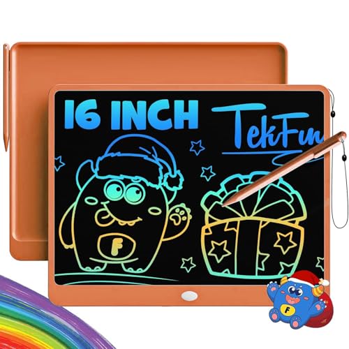 TEKFUN LCD Writing Tablet for Adults, Large Doodle Board, 16 Inch Colorful Drawing Tablet Writing Pad, Toddler Toys for 3 4 5 6 7 8 9 Year Old Girls Boys Teen, Birthday Gifts for Kids (Orange) - color: Orange, size: 16 inch