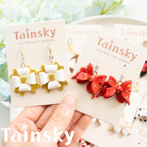 Tainsky Bow Polymer Clay Cutters, Love Knot Polymer Clay Cutters, 14 Shapes Bowknot Clay Cutter for Polymer Clay Jewelry, Ribbon Polymer Clay Earring Cutters (B) - color: BOW-B