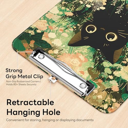Plastic Cute Clipboard Low-Profile Metal Clip, A4 Letter Size 9 x 12.5 in, 8.5 x 11 Paper Clip Board for Teachers, Nurses, Classroom,Cute Cat - color: Cute Cat