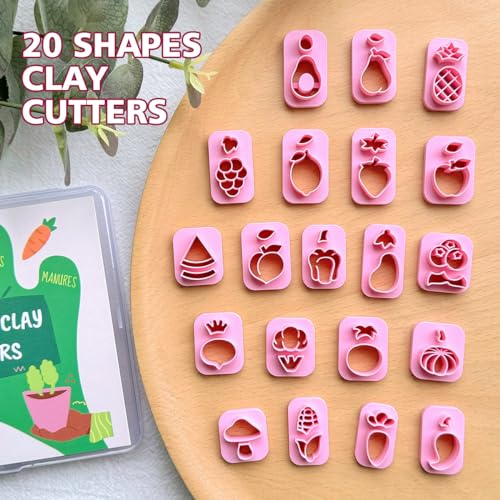 Keoker 20 Shapes Polymer Clay Cutters, Clay Earrings Cutters, Strawberry Clay Cutters for Earrings Jewelry Making - color: All