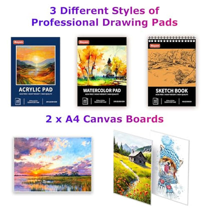 iBayam Teen Girl Gifts Trendy Stuff, 195-Pack Art Kit Drawing Coloring Set for Adults Kids, Aesthetic Preppy Stuff School Supplies Cute Japanese Stationary Sketching Supplies - color: Purple