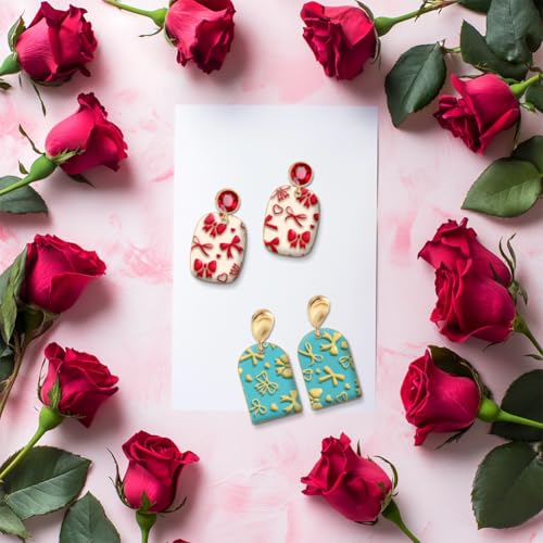 CHGCRAFT Bow Polymer Clay Texture Sheets Love Heart Texture Mat Rubber Clay Texture Mat Clay Modeling Pattern Pad Texture Sheets for Earrings Jewelry Making - style: Bow