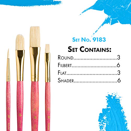 Princeton RealValue Brush Set, Natural, Pink Handle, 4 Piece, 1 Count - style: Set-9183