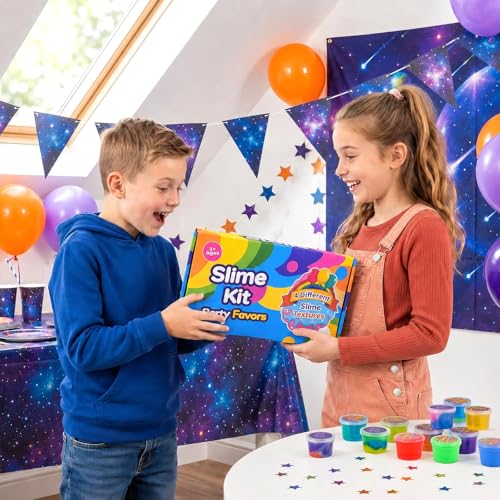 4 Textures - 80 Pack Slime Kit for Girls Boys, with Galaxy, Butter, Cloud, Clear Slime, Bulk DIY Putty Toys for Kids Party Favors, Sensory Stress Relief Birthday Gifts for Ages 4-8 8-12, Non-Stick - style: 80 Pcs Explore 4 Slime Textures
