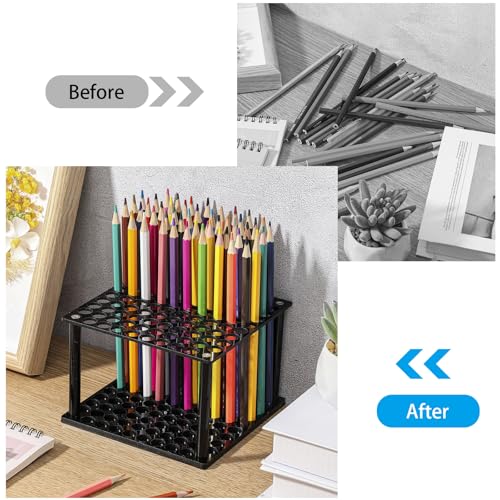 Outus 96 Holes Pencil Brush Holder Acrylic Paintbrush Holders Desk Organizer Stand Holder for Pencil Pen Paint Brushes Modeling Tool Office Art Supplies(Black) - color: Black