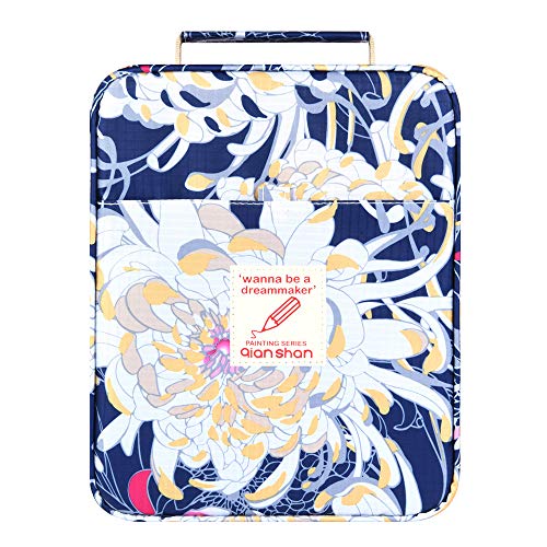Pencil Case Holder Slot - Holds 260 Colored Pencils or 180 Gel Pens with Zipper Closure - Large Capacity Polyester Pen Organizer for Watercolor Pens or Markers - Perfect for Artist White Chrysanthemum - color: 260-white chrysanthemum