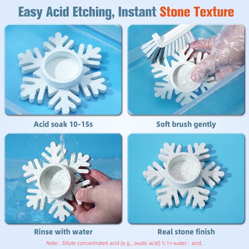 JDiction ResinCrete Decor-Etch Stone Effect Microcement Kit – Aggregate Inlaid & Acid-Etch Formula | High Hardness & Fast Curing | 5:1 Precision Mix for Real Stone Texture (1000g Powder+200g Liquid)