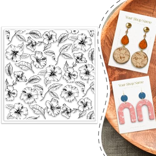 Broken Flowers Polymer Clay Texture Sheet Silicone Texture Stamp Sheets Floral Clear Texture Mat Modeling Pattern Pad Reusable for Scrapbooking Polymer Clay Pottery Earrings Jewelry Making - style: Broken Flowers