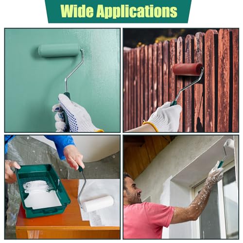 Paint Roller Kit, 15 Pack, 4 Inch Paint Roller, Small Paint Roller with Tray Liners, Roller Paint Brush Covers for All Surfaces, Painting Supplies for Walls, Kitchen, Cabinets and Ceilings