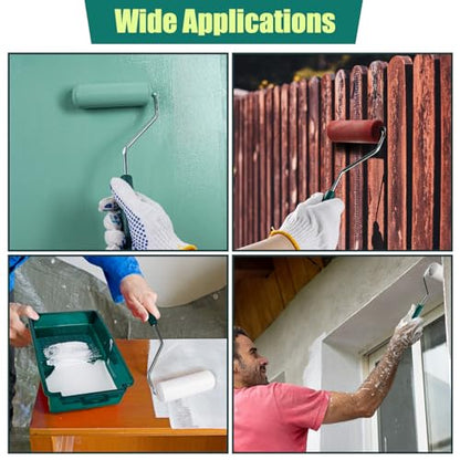 Paint Roller Kit, 15 Pack, 4 Inch Paint Roller, Small Paint Roller with Tray Liners, Roller Paint Brush Covers for All Surfaces, Painting Supplies for Walls, Kitchen, Cabinets and Ceilings