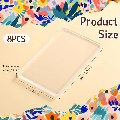 Threlaco 8 Pack Monoprinting Print Plates 5 x 3 Inch Reusable Silicone Plate Class Printing Plates for Press Art Printmaking for Card Making, Scrapbooking, Art Craft Scrapbooking and Journaling - size: 5 x 3 Inch