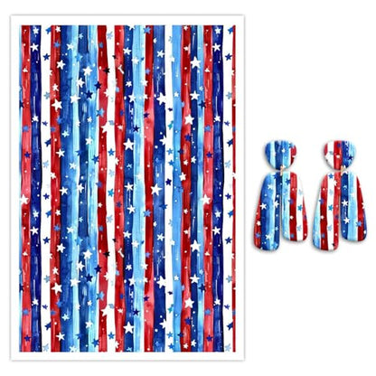 10 Pcs Transfer Paper for Polymer Clay, Flag Strips & Stars Pattern Polymer Clay Transfer Sheets, Water Soluble Transfer Paper Polymer Clay for DIY Art Jewelry Earrings Making Sticker 5.82"X3.93" - color: Strips & Stars