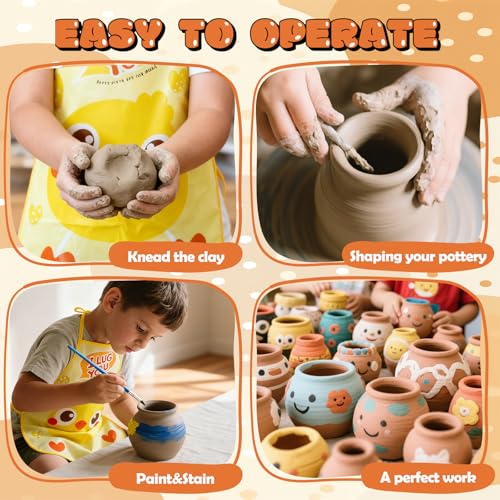 Skirfy Mini Pottery Wheel Machine Kit for Beginners Kids with Light,Electric Ceramic Wheel with Foot Pedal&Painting Kit, Adjustable Speed,Clay Spinner DIY Tools for Art Craft Birthday (Brown) - color: brown