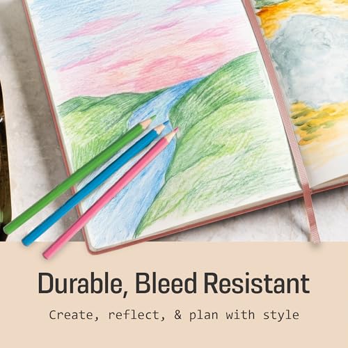 BROWNSTONE JOURNALS A4 Sketch Book Hardcover - 80 Sheets 100 GSM Paper 8.5"x11.5", Lay Flat, Vegan Leather Cover, Elastic Band, Back Pocket, Art Drawing Book (Rose Wood) - color: Rose Wood, size: A4 (8.5" x 11.5")