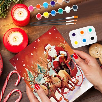 6 Pack Pre Drawn Canvas for Painting Pre Printed Canvas Kit 8 x 10 Inch Stretched Cotton Paint and Sip Set for Adults Couple Party Graduation Summer Date Night(Merry Xmas) - style: Merry Xmas