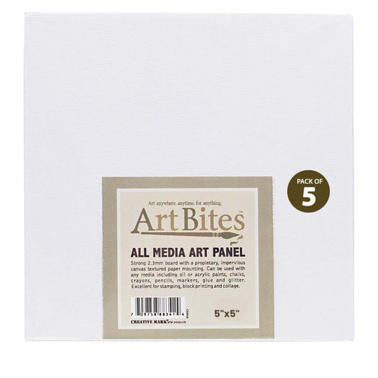 Creative Mark ArtBites Canvas Textured Boards 5-Pack - 2.3mm Stock Board Mounted Mini Canvases for Painting, Sketching, Printing & More! - 5x5 - size: 5x5"