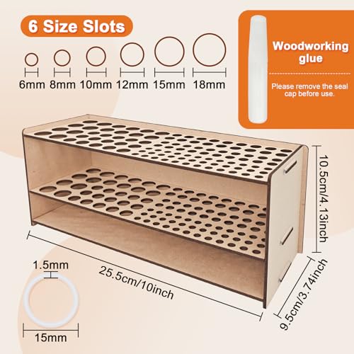 Wooden Paint Brush Holder with Wood Glue 105 Holes MDF Paintbrush Holder Organizer Artist Brush Holder Paint Brush Stand Rack for Artist Brushes Pens Pencils - style: 105 Holes