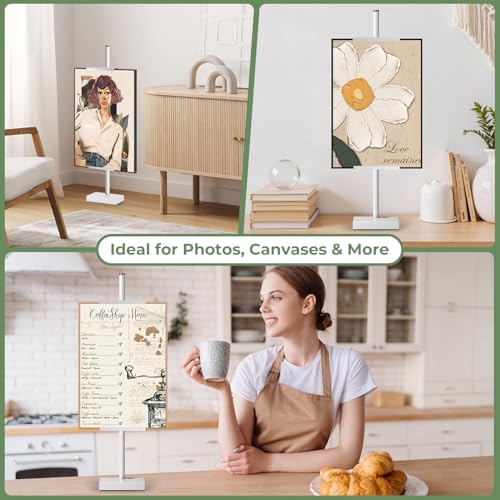 Rofio Adjustable Tabletop Easel Stand, Picture Easels for Display up to 28.5 Inches, Heavy Duty Metal Picture Frame Holder for Artwork, Signs & Certificates Display Stand(White) - color: White