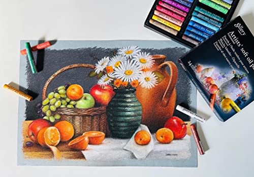 Mungyo Gallery Soft Oil Pastels Set of 48 (incl. Blending Stumps and Sandpaper Set, Pastel Holder)
