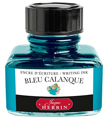 Jacques Herbin 13014T - 30ml Bottle of Ink for Fountain Pens and Rollerball Pens - Bleu Calanque - color: Turquoise, size: 1 fl oz
